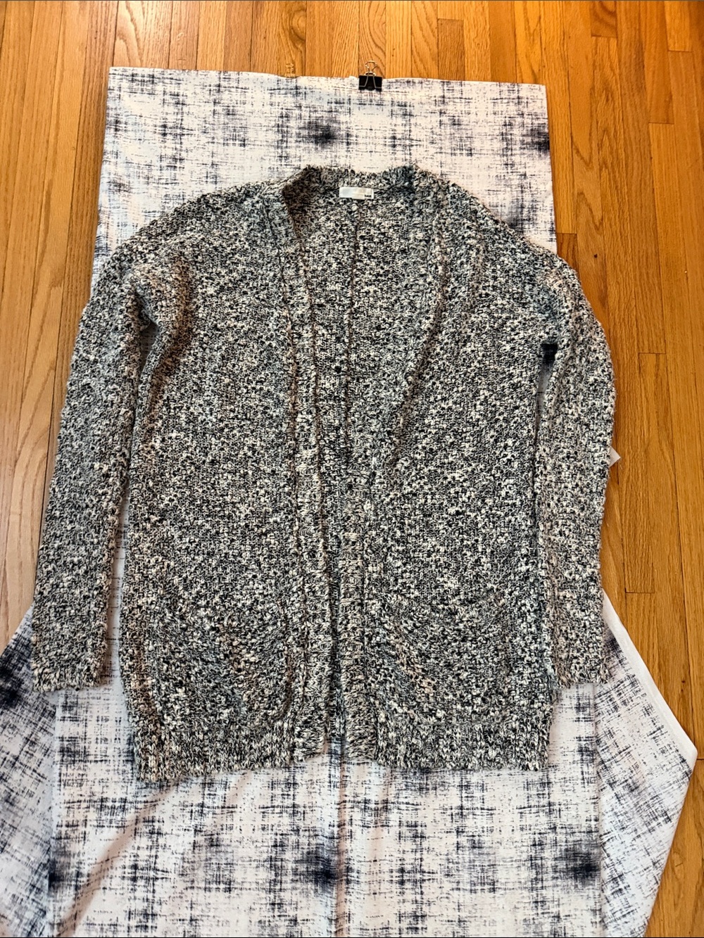 Garage Black and White Marled Open-Front Cardigan